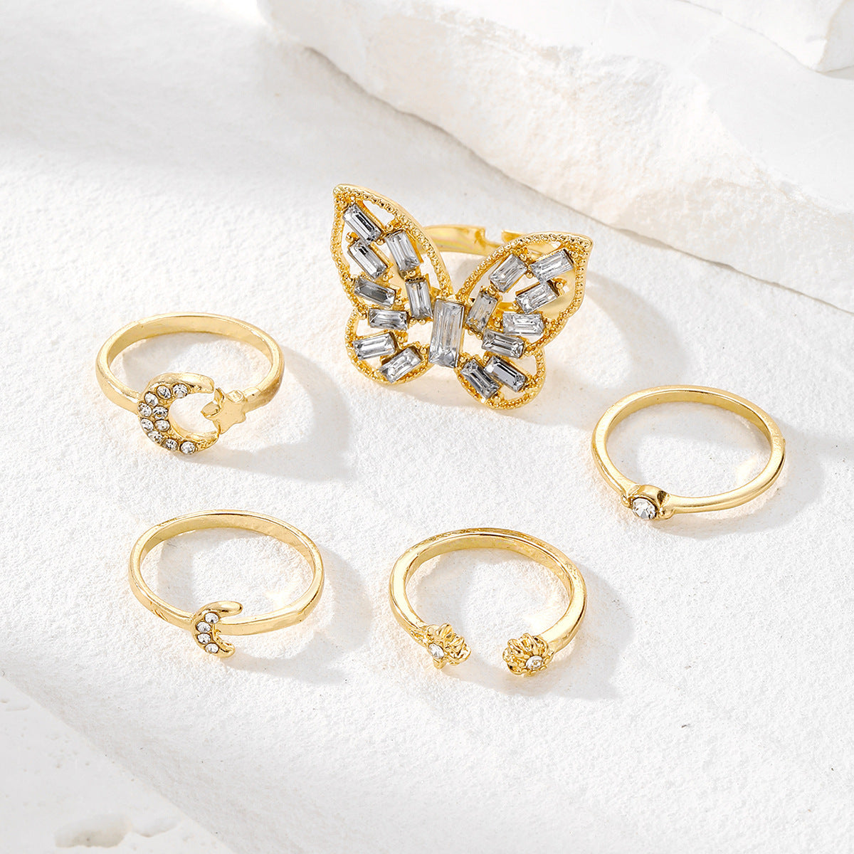 Fashion Jewelry Silver Color Butterfly Rings For Women Men Lover Vintage Geometric Metal Couple Finger Rings Set Gift Jewelry