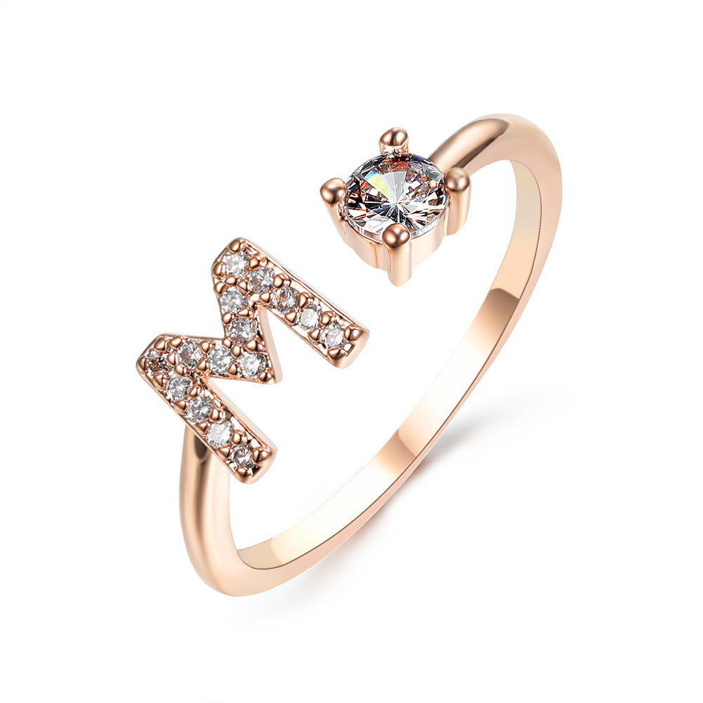 New Design Adjustable 26 Initial Letter Ring Fashion Jewelry For Women Simple Elegant Jewelry Exquisite Rings /Jewelry & Accessories