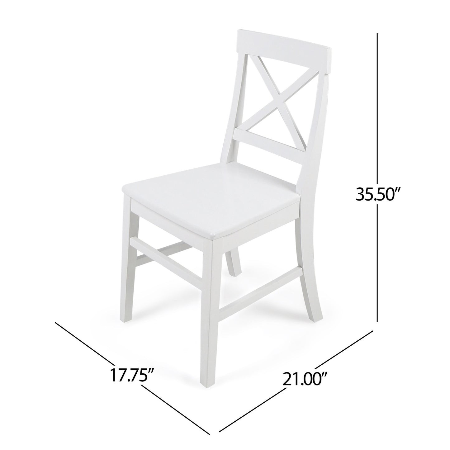 Acacia Wood Dining Chairs, White