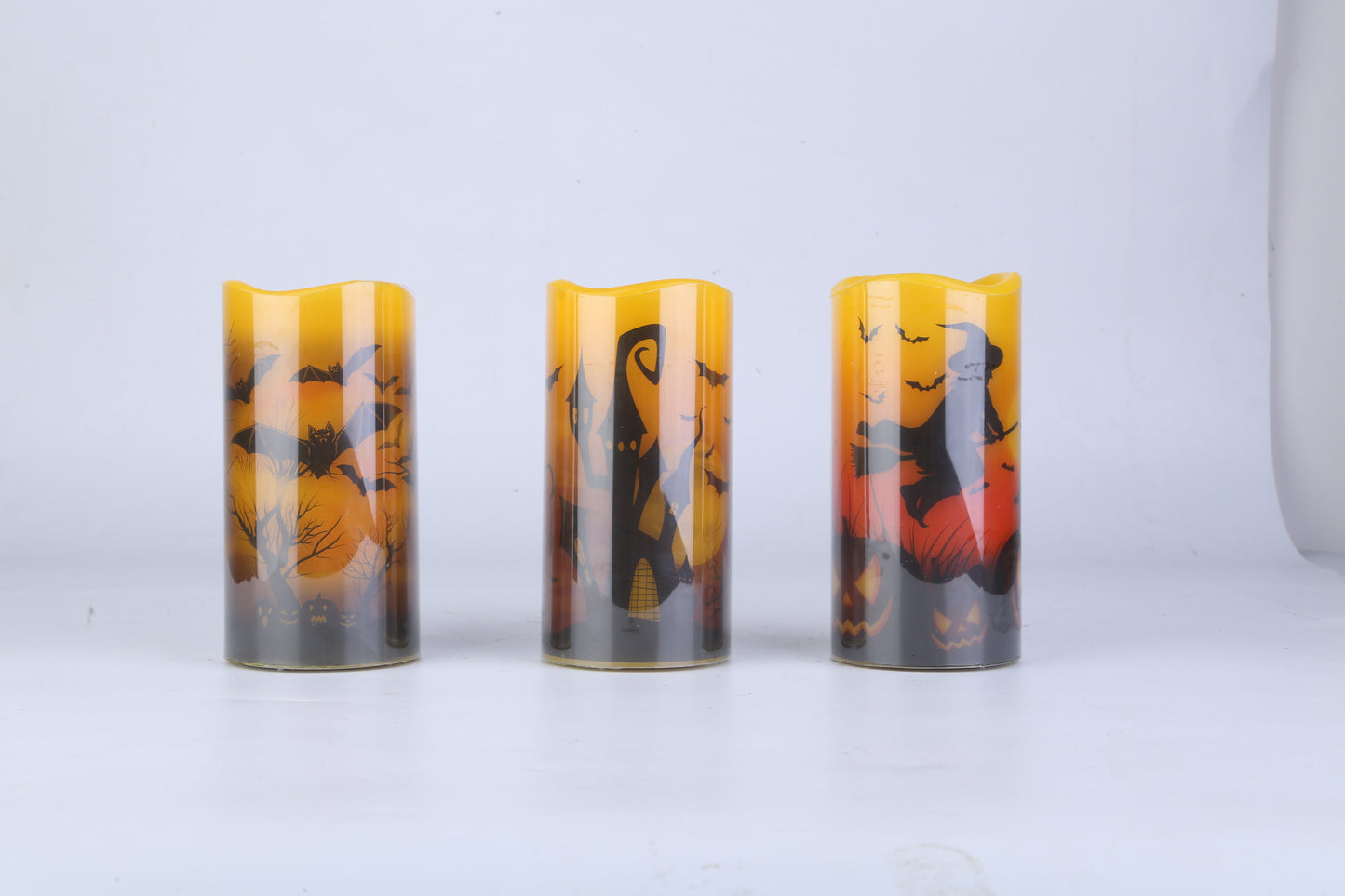 3 Pack Halloween Flameless Candle Lamp With Timer Setting Battery Operated Warm Orange Light Candles For Halloween Party Decoration Home Ornaments