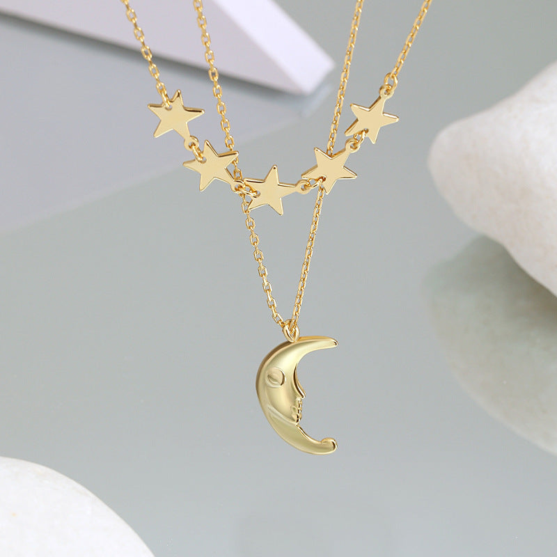 Sterling Silver Necklace Women European And American Ins Light Luxury Stars Jewelry/Accessories