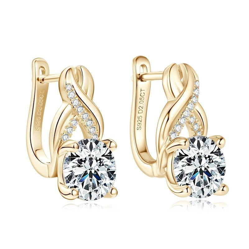 Light Luxury Moissanite Twist Earrings For Women Jewelry & Accessories