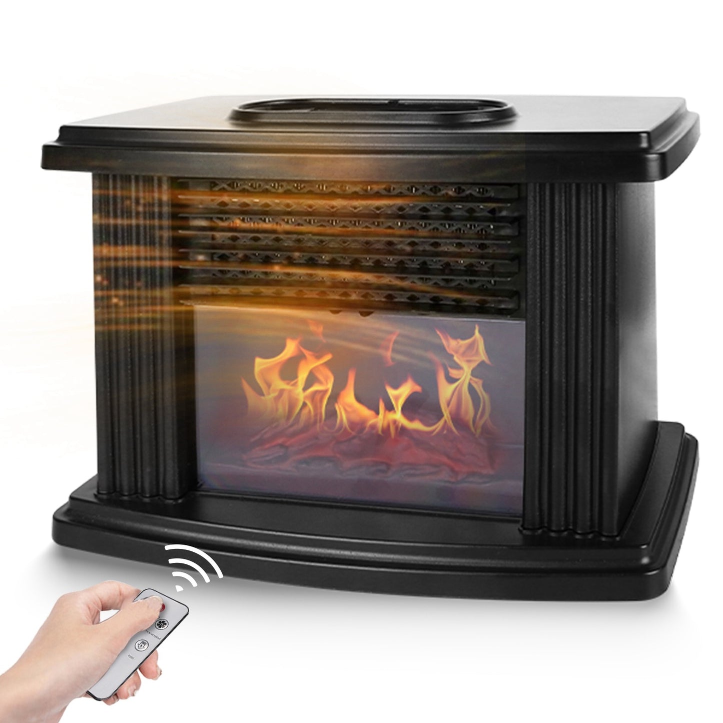 1Pc Electric Fireplace Heater 800W Artificial Flame Stove Heater With Accurate Digital Thermostat Timer Setting Remote Control Overheating Protection For Office Bedroom Appliances Home Essentials