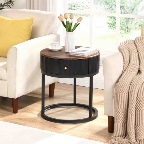 Round Bedside Table With Drawers Furniture