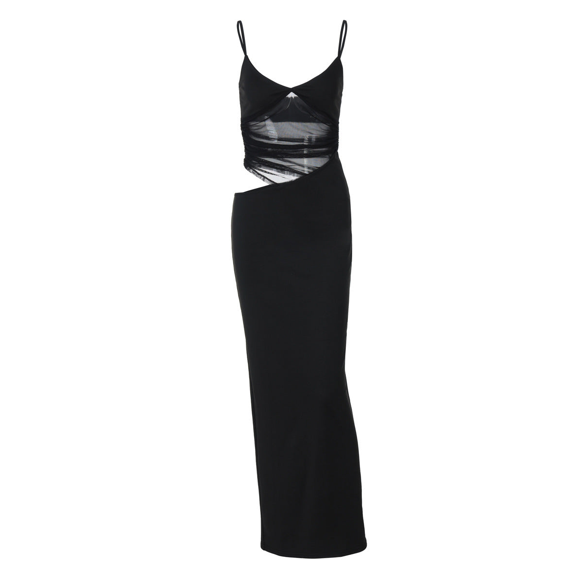 Winter New Fashion Sexy Patchwork Slit Mesh See-through Sling Dress Women's Garments Apparel / Clothing