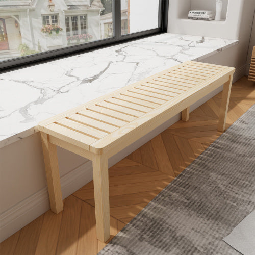 52 Solid Wood Slatted Bench For Living Room, Bedroom, Or Entryway Durable Natural Hardwood Finish, Perfect For Foot Of Bed Or Entryways, Hallways