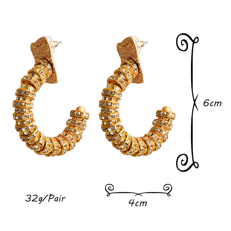 Metal Diamond Flash Temperament Earrings With Diamonds Jewelry/Accessories