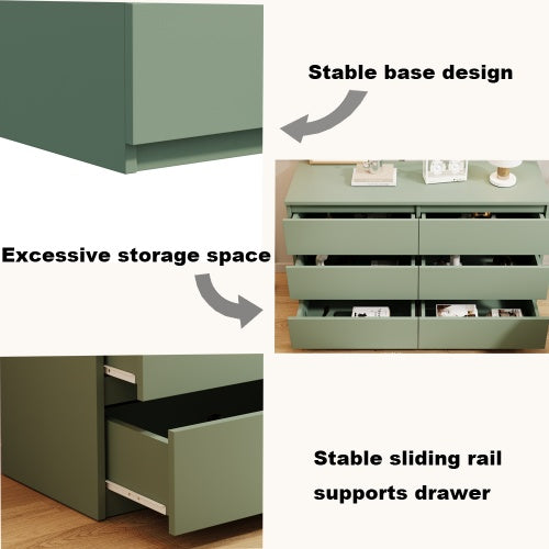 Green Large 6-drawer Cabinet Dressing Table Furniture