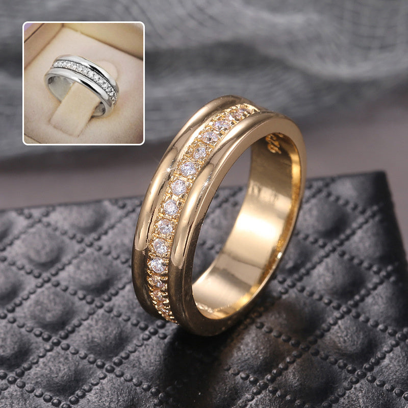 Simple Golden Sliver Rhinestones Ring Copper Plated Exquisite RIngs Fashion Jewellery & Accessories