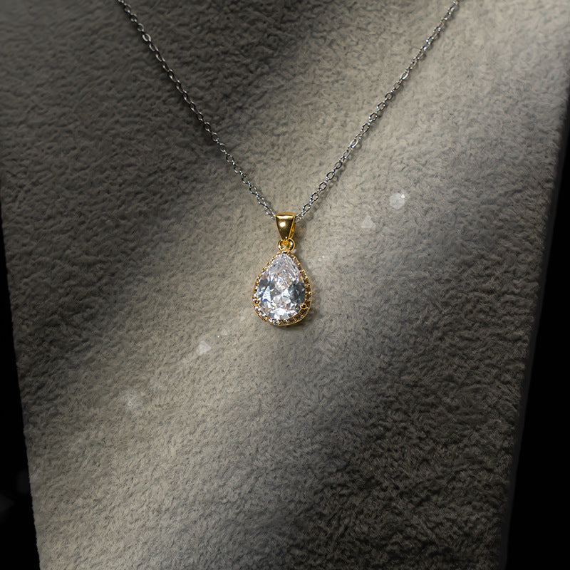 Exquisite Drop-shaped Zircon Non-fading Ornament Three-piece Set Jewelry & Accessories