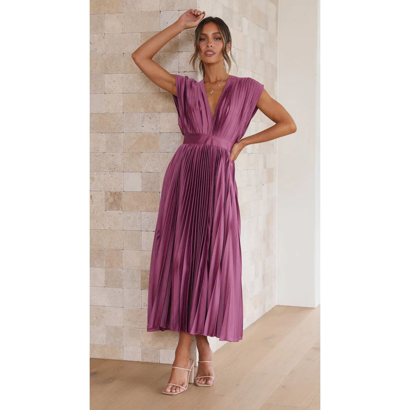 Summer V-neck Pleated Dress INS Fashion Casual Loose Zip Sleeveless Dresses For Women's Garments Apparel / Clothing