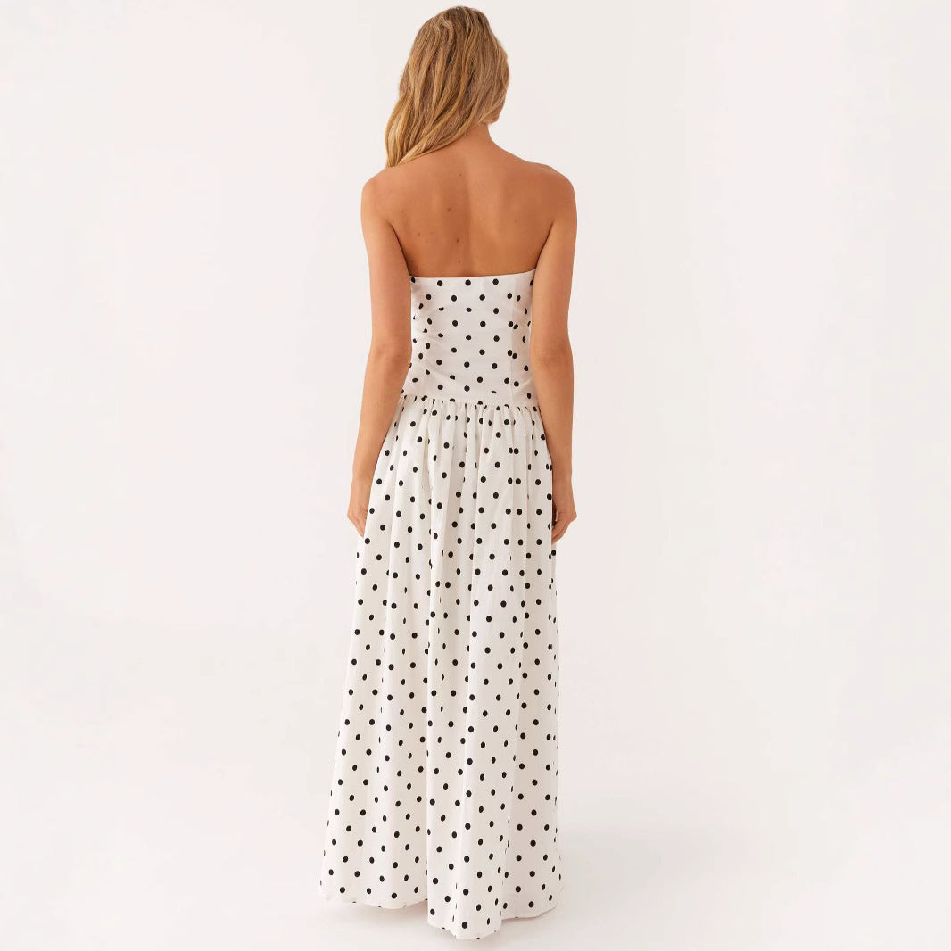 Fashion Tube Top Printed Long Dress Women's Garments Apparel / Clothing