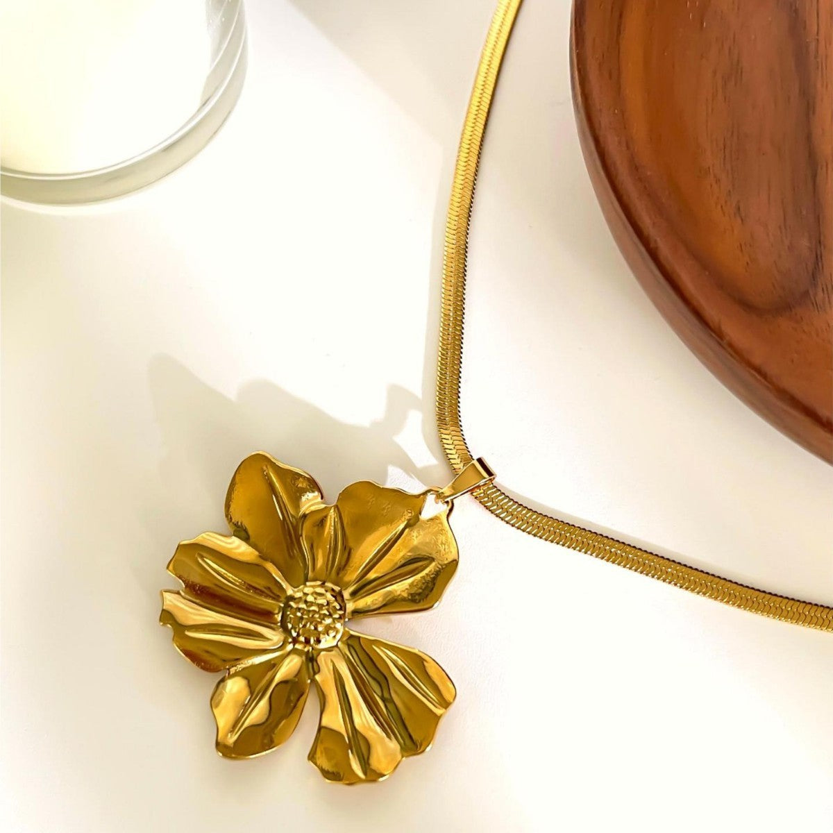 Fashion Exaggerated Cold Style Stainless Steel Large Flower Pendant Necklace Jewelry/Accessories