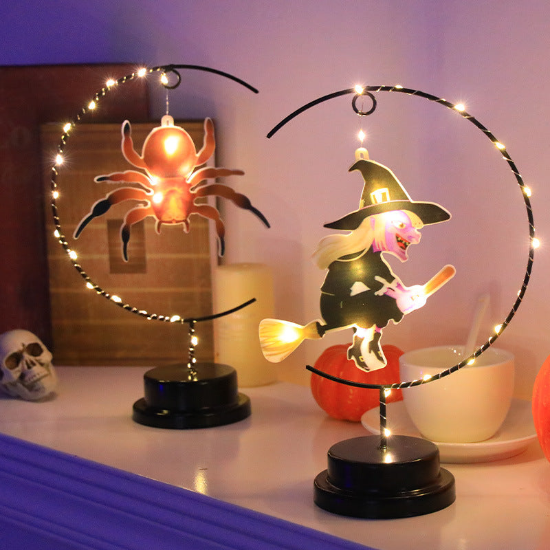 Led Halloween Wrought Iron Witch Modeling Lamp Atmosphere Decorative Lamp Home Ornaments