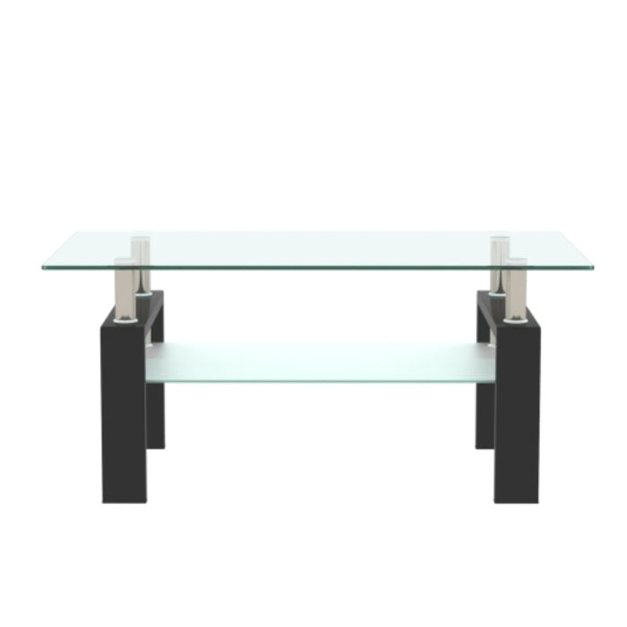 Table basse rectangulaire en verre noir, table basse transparente, table d'appoint moderne pour salon, mobilier de salon