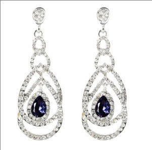 Qifu European And American Exaggerated Long Geometric Circle Jeweled Earrings Jewelry/Accessories