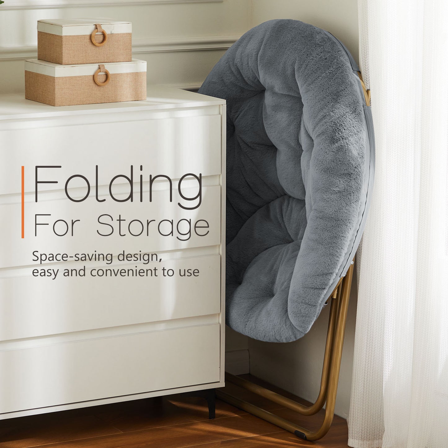 Comfortable Disc Chairs Faux Fur Furniture Bedroom Living Room Size White