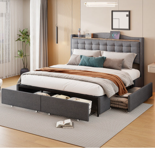 Linen Bed Frame Bedroom Furniture