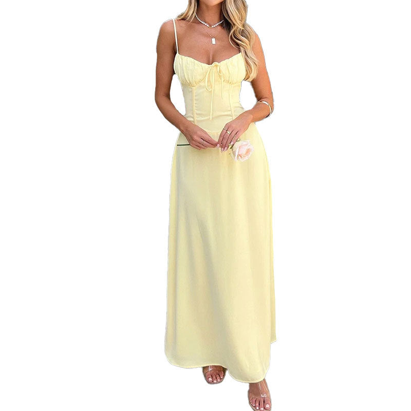 Cross-border Women's Clothing Elegant Lace-up Backless A- Line Dress Women's Garments Apparel / Clothing
