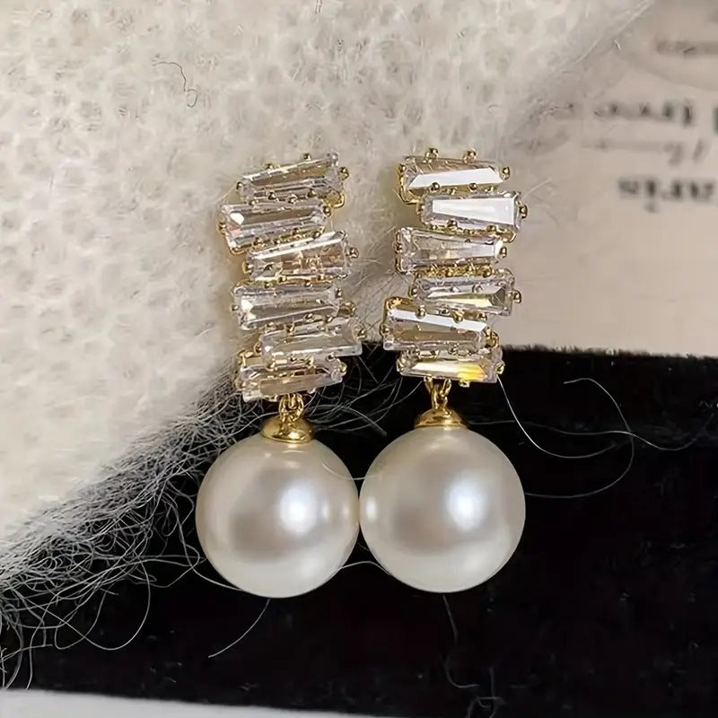 Refined Zircon Pearl High-end Elegant Vintage Earrings Jewelry & Accessories