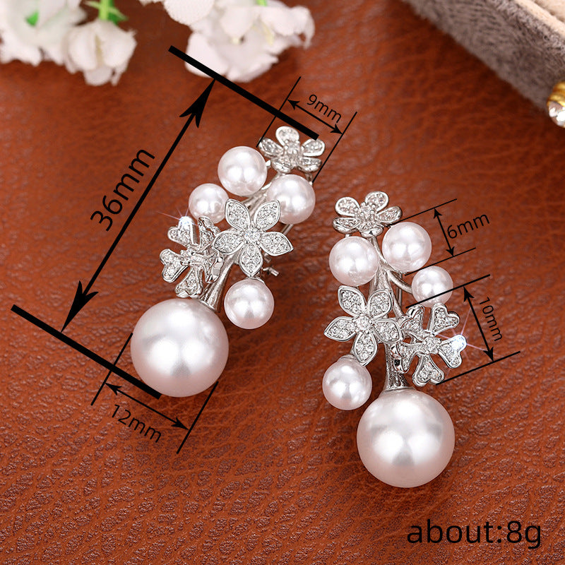 Women's Versatile Casual Pearl Flower Earrings Jewelry/Accessories