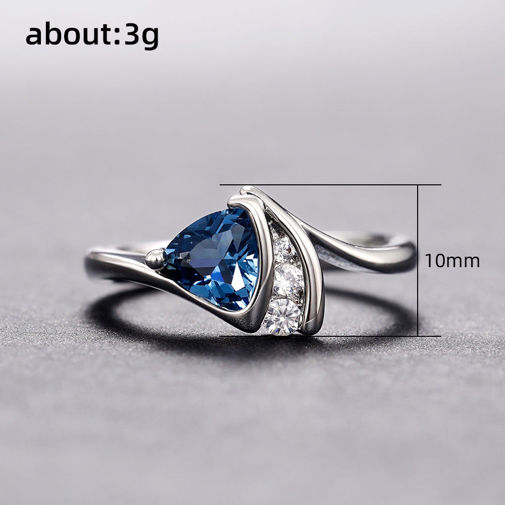 Geometric Design Copper Inlaid Zircon Women's Fashion Personality Affordable Luxury Silver Ring Jewelry/Accessories