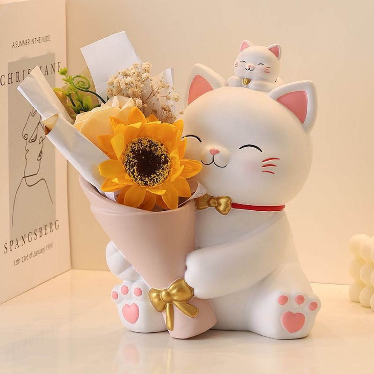 Bouquet Lucky Cat Living Room Hallway Ornaments Home Decorations