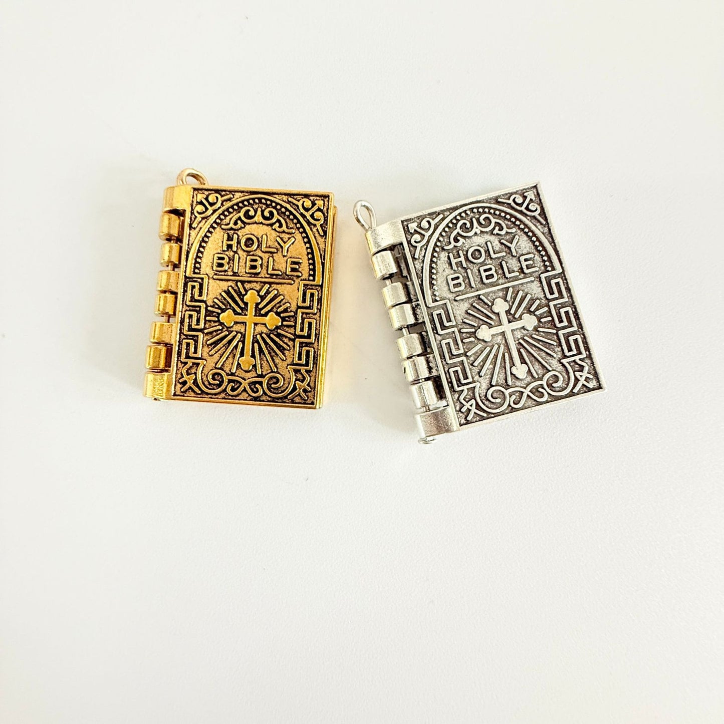 Alloy Gold Antique Silver Bible Keychain Necklace Jewelry & Accessories