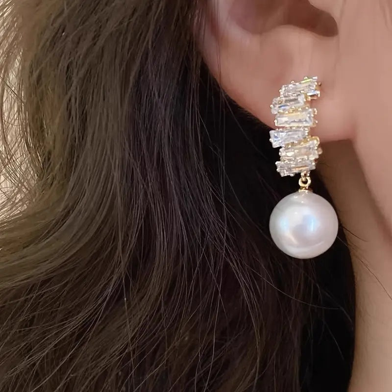 Refined Zircon Pearl High-end Elegant Vintage Earrings Jewelry & Accessories