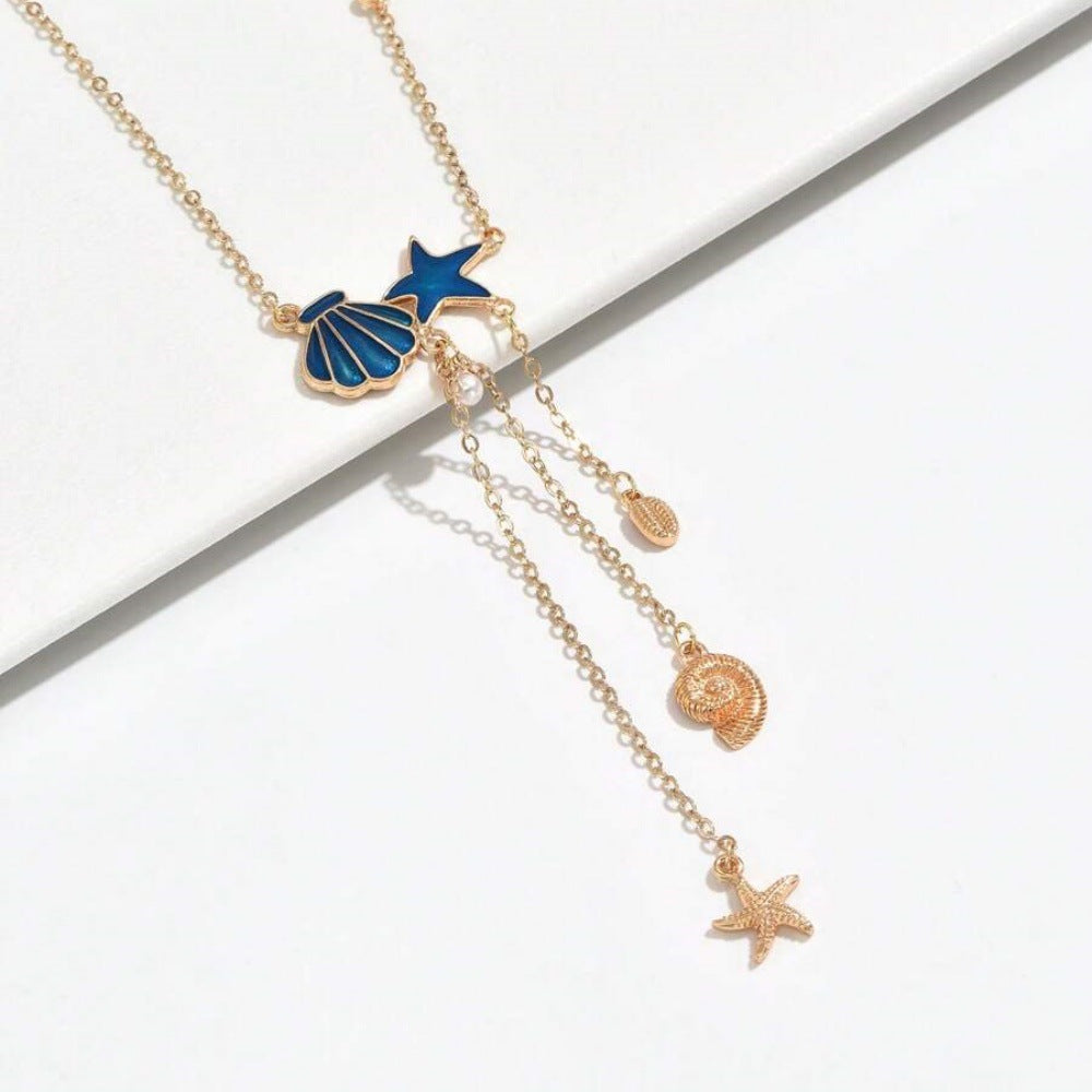 Creative Ocean Style Starfish And Shell Pendant Necklace Simple Jewelry & Accessories