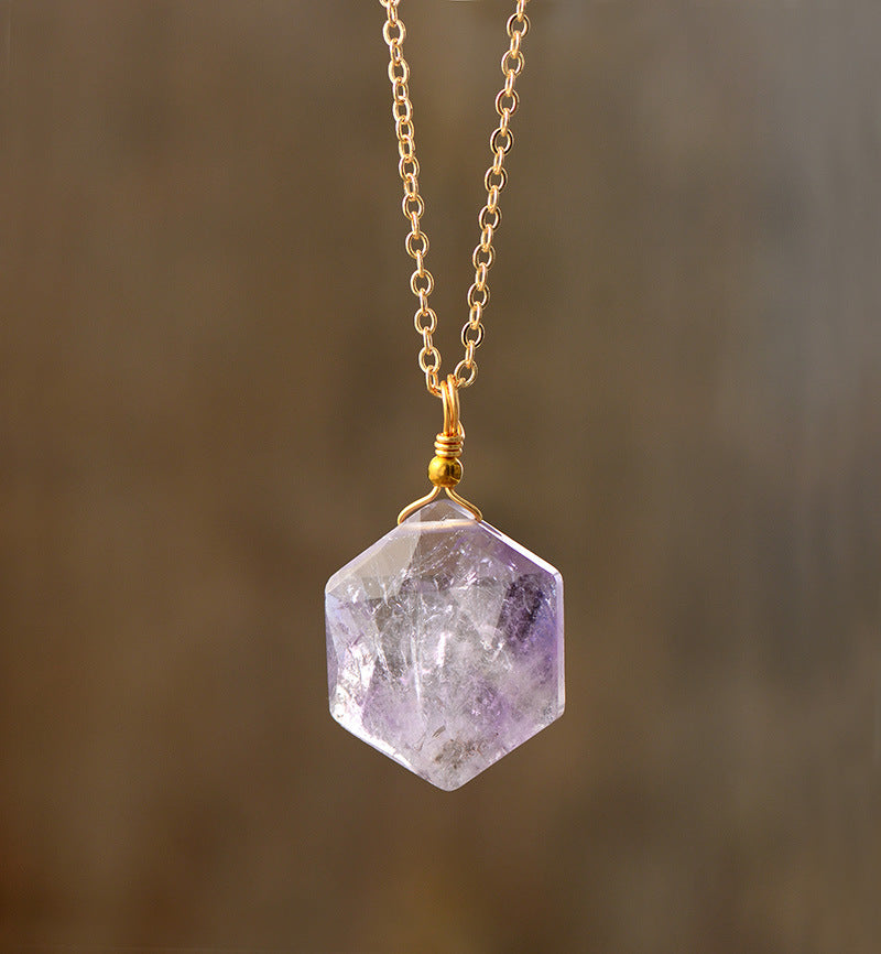 Natural Stone Hexagonal Crystal Simplicity Fashion Necklace Jewelry/Accessories
