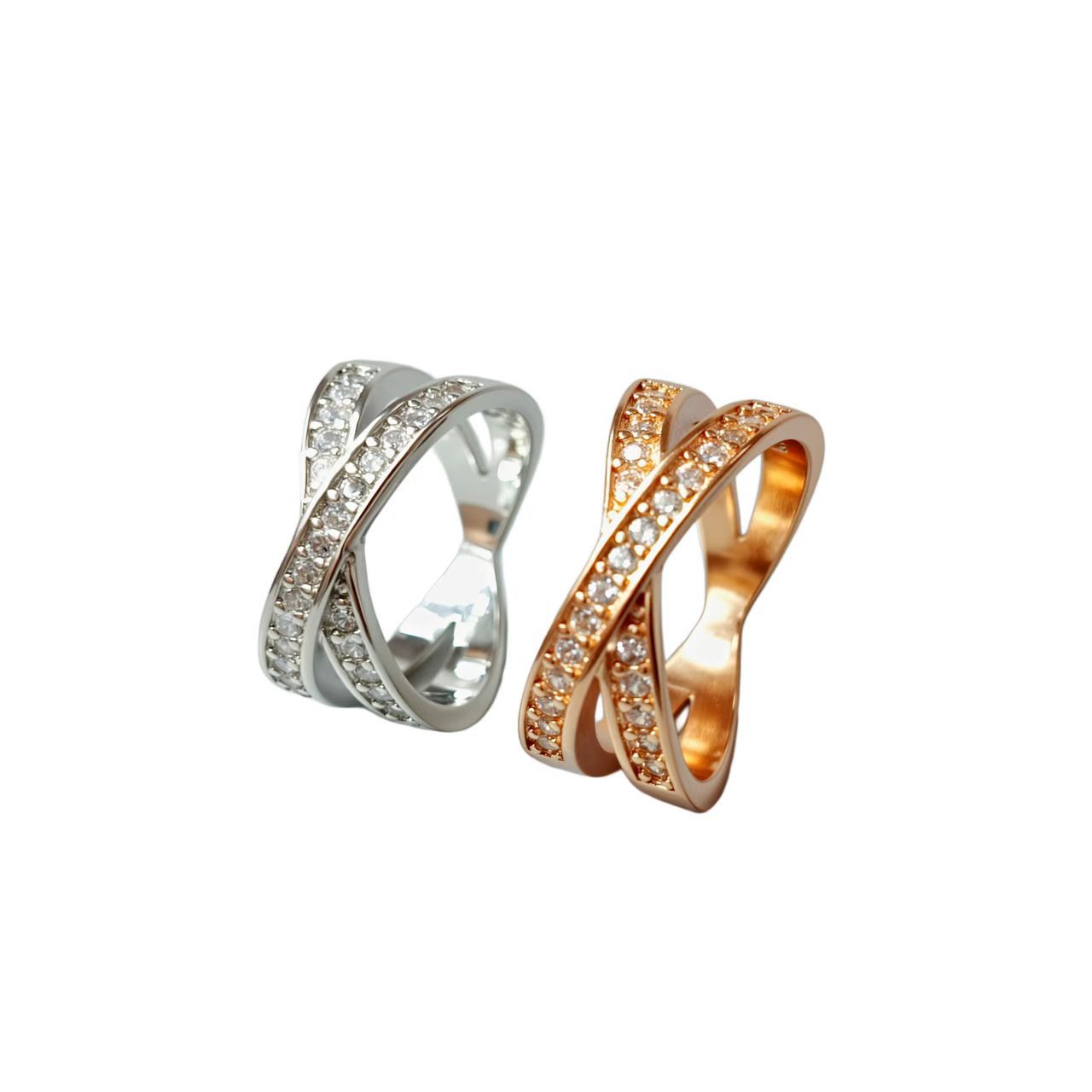 European And American Metal Cross Micro-inlaid Zircon Exquisite Ring Jewelry & Accessories