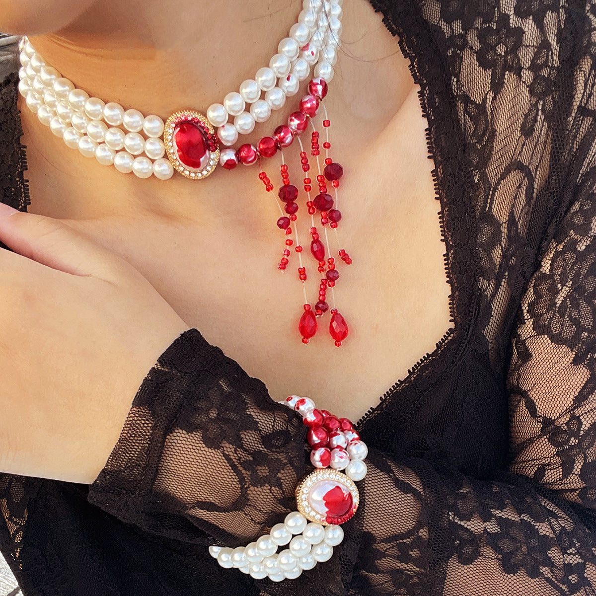 Halloween Pearl Collar Retro Gothic Style Jewelry & Accessories