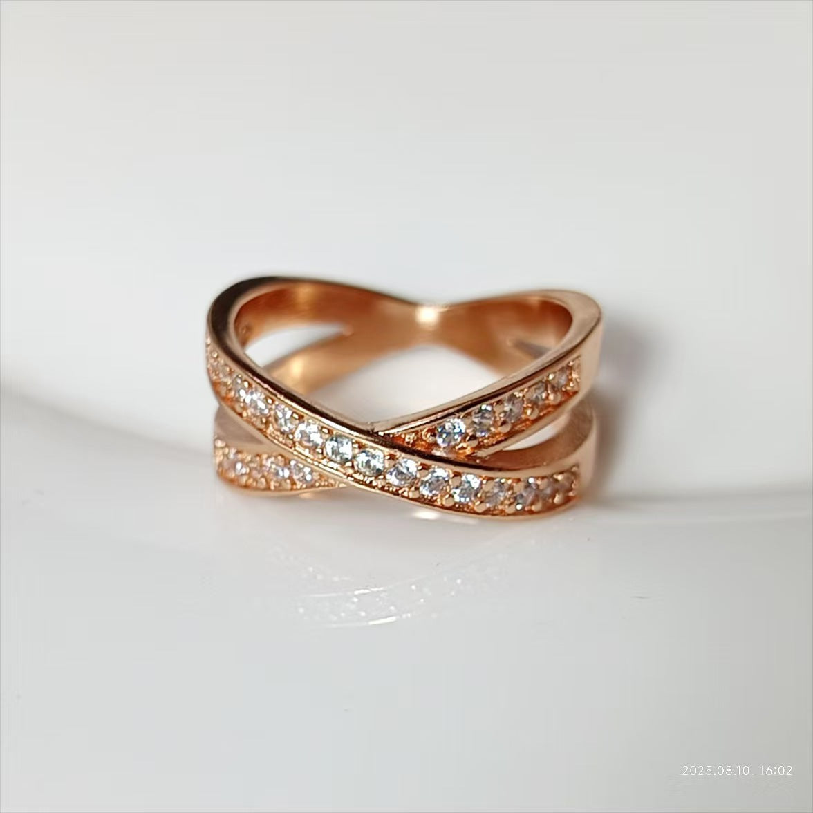 European And American Metal Cross Micro-inlaid Zircon Exquisite Ring Jewelry & Accessories