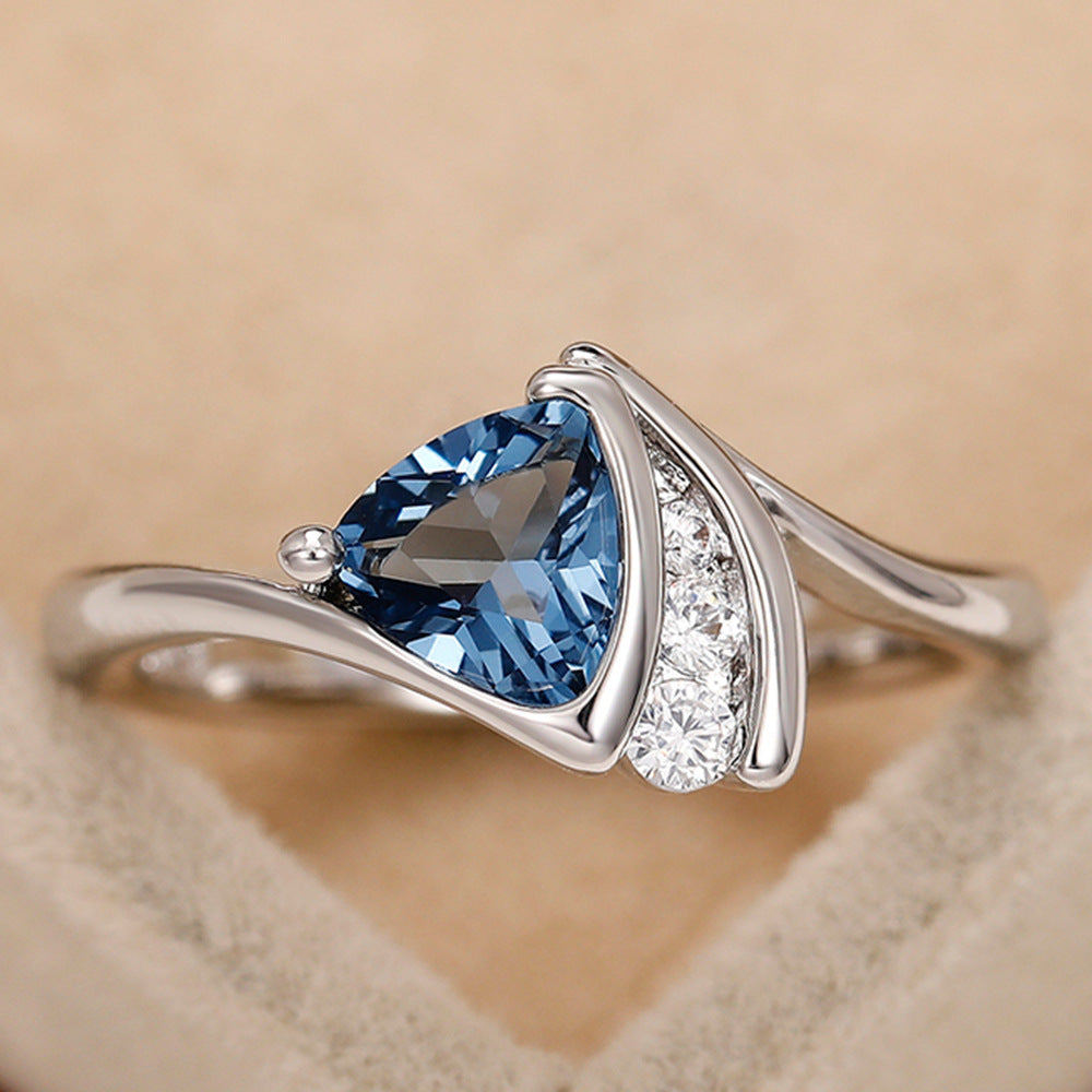 Geometric Design Copper Inlaid Zircon Women's Fashion Personality Affordable Luxury Silver Ring Jewelry/Accessories