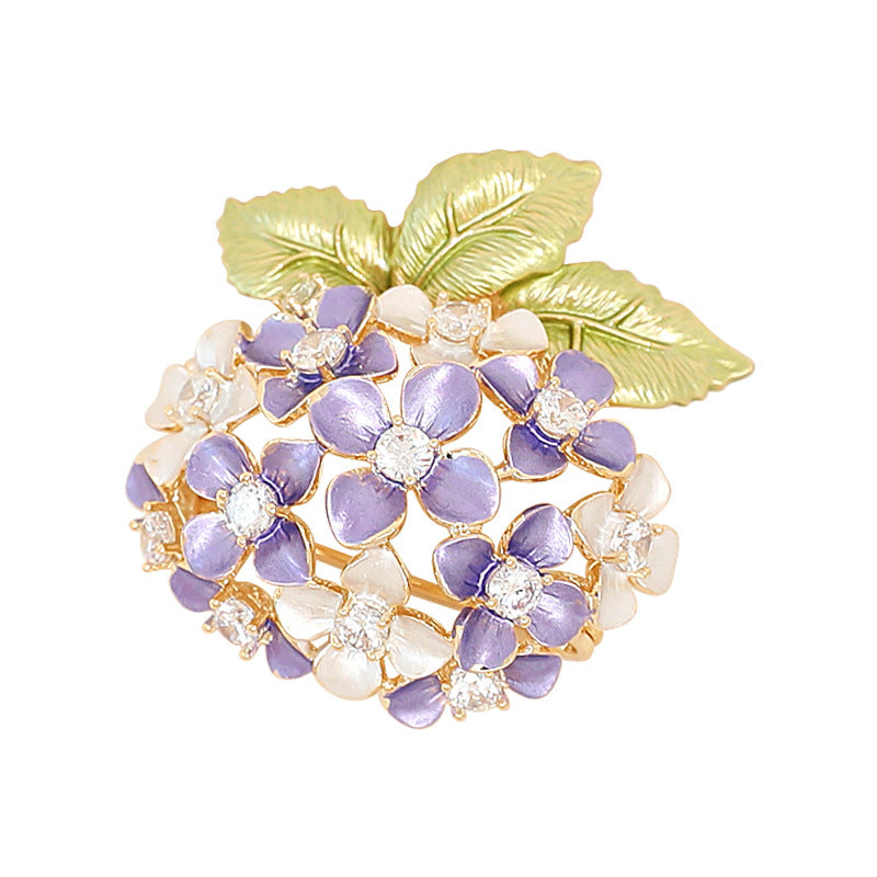 Fashion Purple Hydrangea Brooch Female High Sense