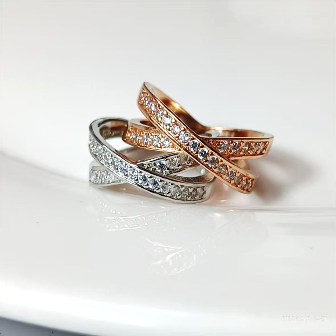 European And American Metal Cross Micro-inlaid Zircon Exquisite Ring Jewelry & Accessories