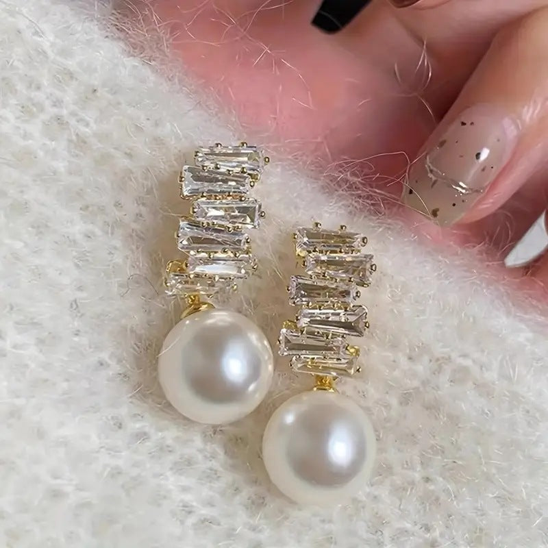 Refined Zircon Pearl High-end Elegant Vintage Earrings Jewelry & Accessories
