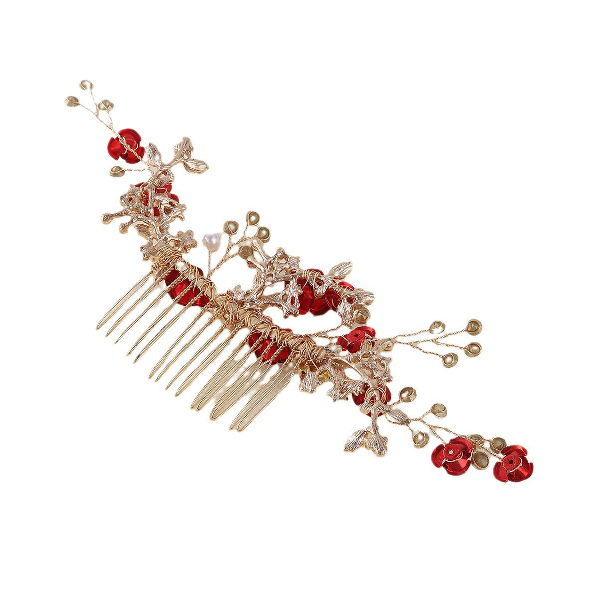 Bridal Red Flower Hair Comb Wedding Jewelry/Accessories