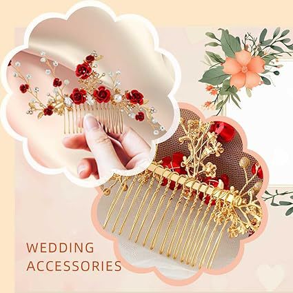 Bridal Red Flower Hair Comb Wedding Jewelry/Accessories