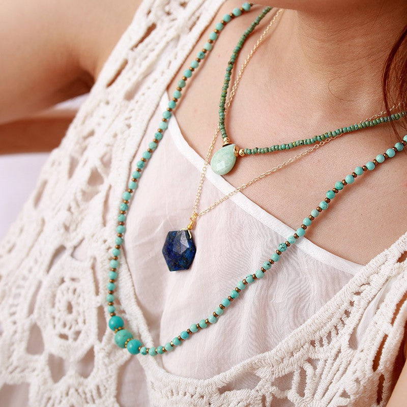Natural Stone Hexagonal Crystal Simplicity Fashion Necklace Jewelry/Accessories