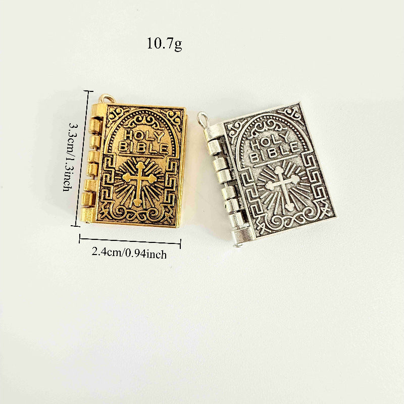 Alloy Gold Antique Silver Bible Keychain Necklace Jewelry & Accessories
