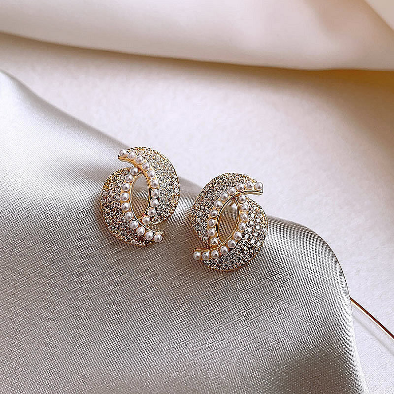 Full-jeweled Stud Earrings Women Jewelry/Accessories