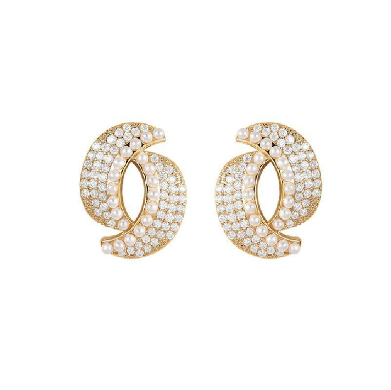 Full-jeweled Stud Earrings Women Jewelry/Accessories