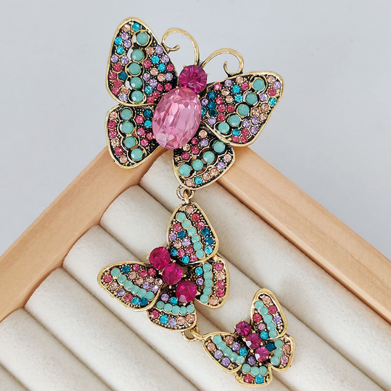 Women's Retro Diamonds Three Enamel Butterfly Brooch Jewelry/Accessories