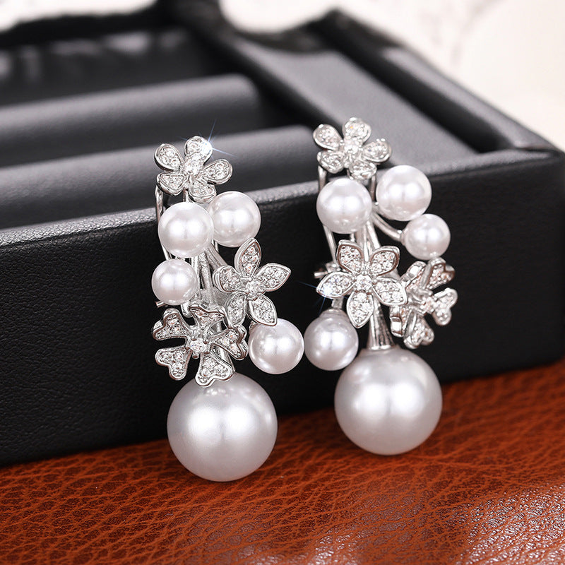 Women's Versatile Casual Pearl Flower Earrings Jewelry/Accessories