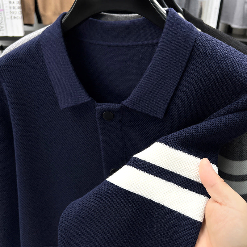 Knitted Cardigan Lapel Korean Slim Men's Jacket Men's Attire Apparel / Clothing