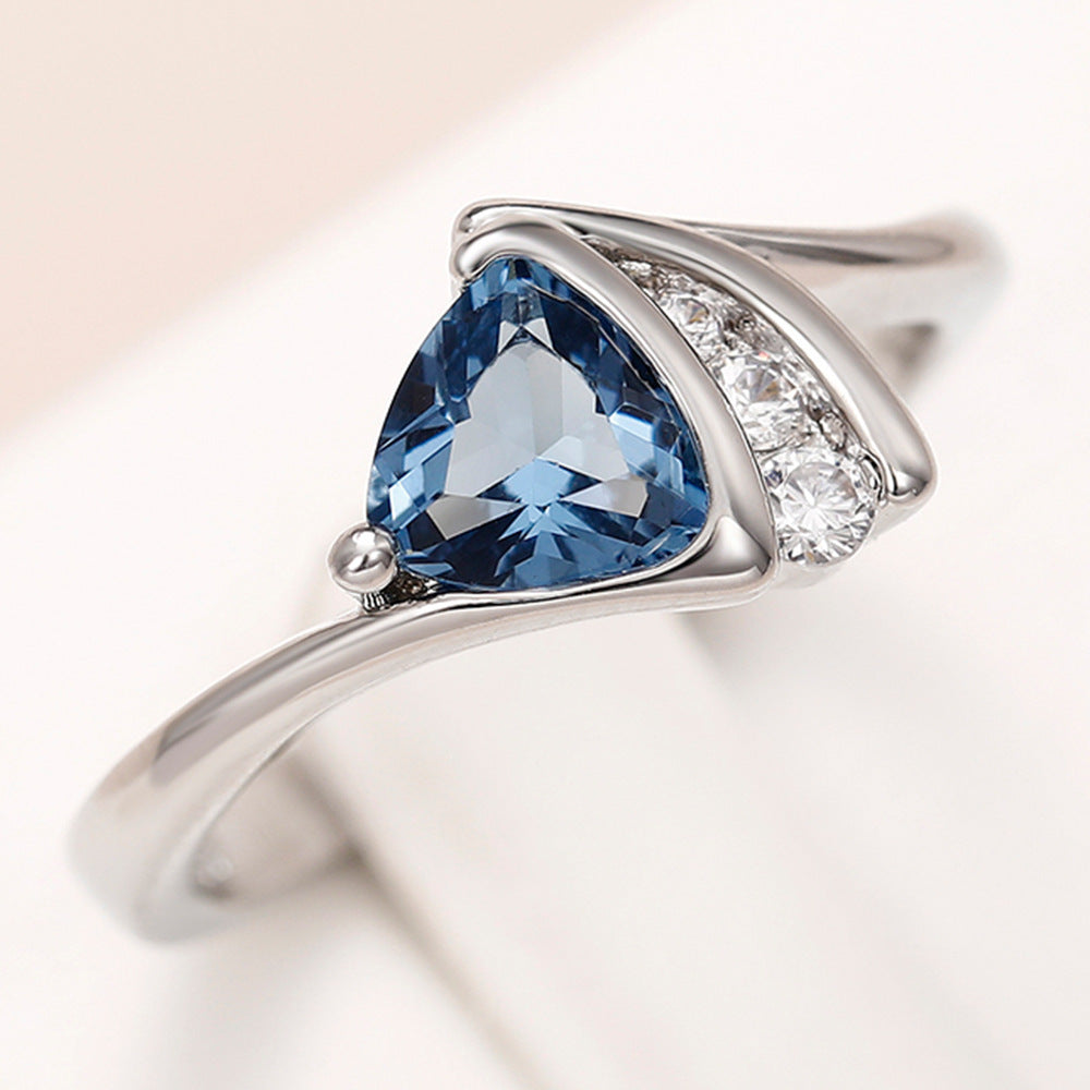Geometric Design Copper Inlaid Zircon Women's Fashion Personality Affordable Luxury Silver Ring Jewelry/Accessories