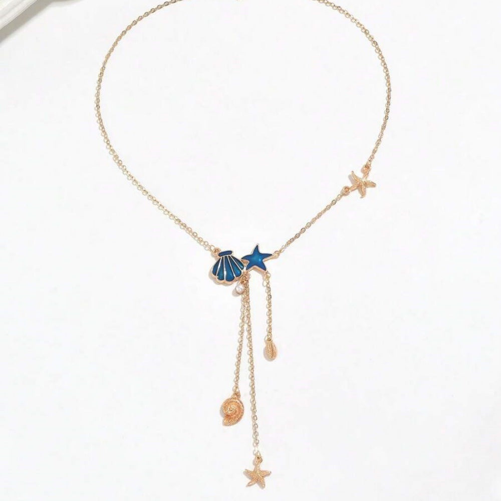 Creative Ocean Style Starfish And Shell Pendant Necklace Simple Jewelry & Accessories