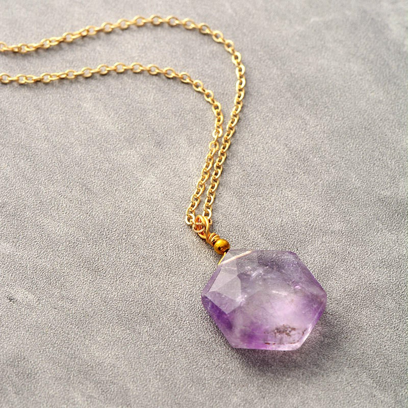 Natural Stone Hexagonal Crystal Simplicity Fashion Necklace Jewelry/Accessories
